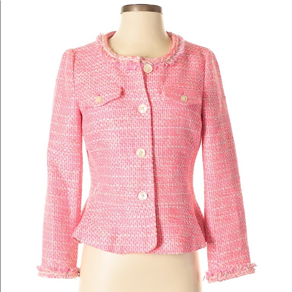 Pink Tweed Blazer with Peplum Detail- NWT!